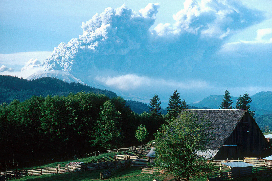 Mount St. Helens Viewed from Farm