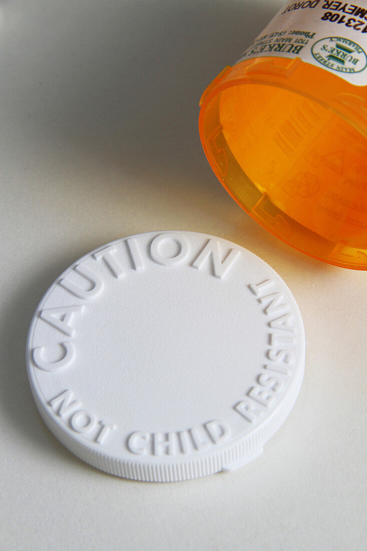 Pill Bottle with Child Warning