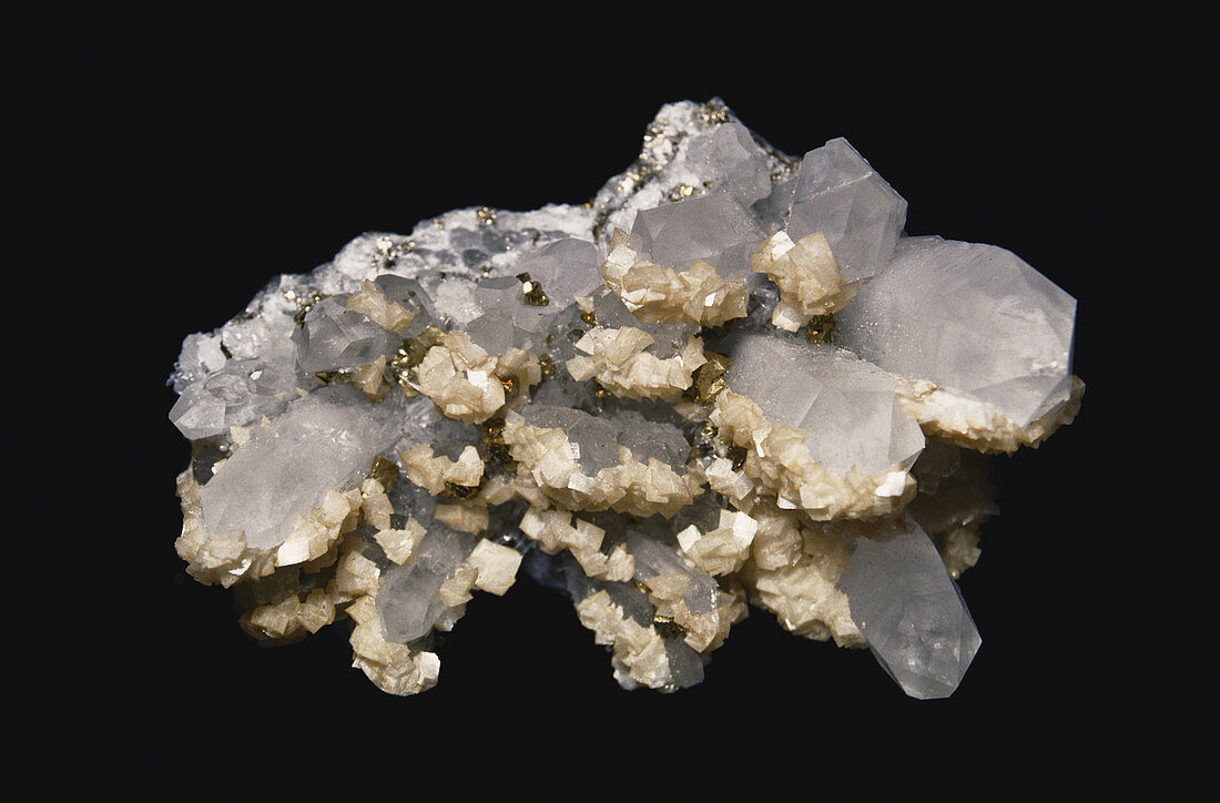 Quartz,Calcite and Chalcopyrite