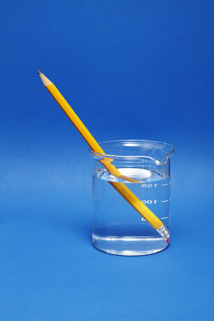 Pencil in a beaker with water