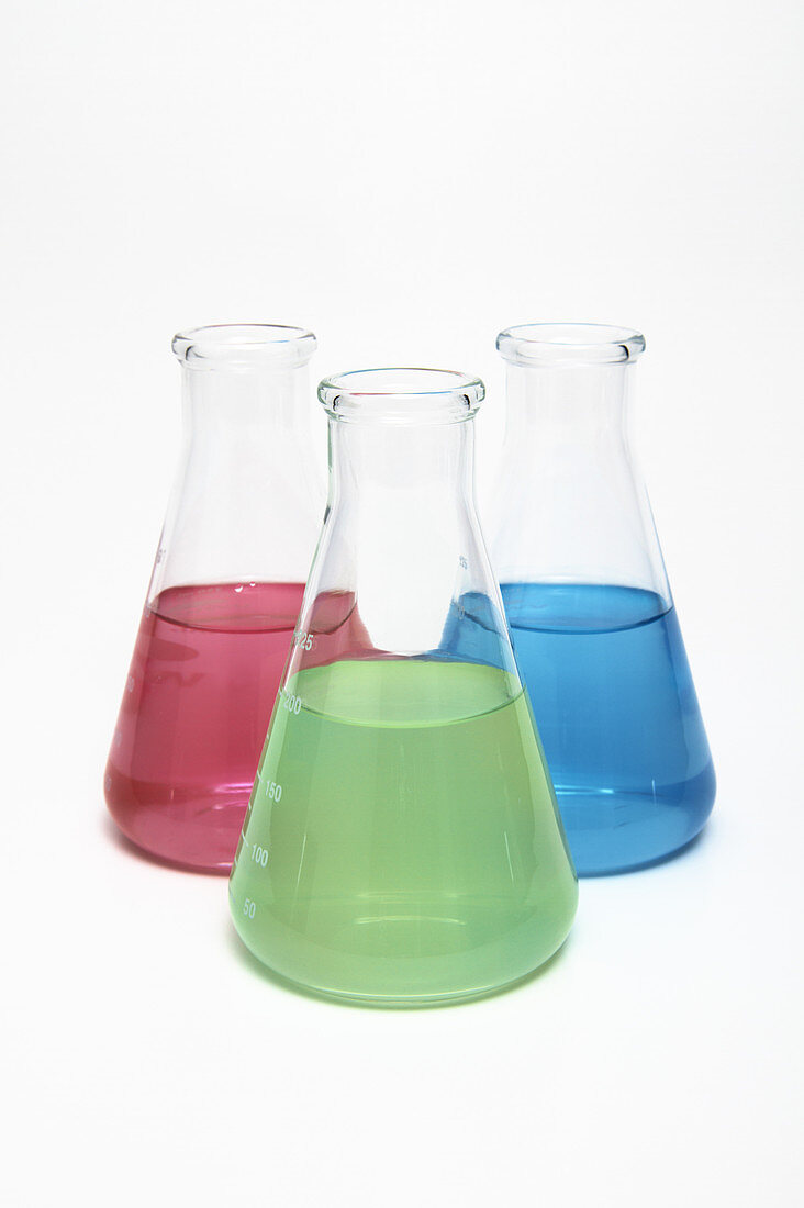 Erlenmeyer Flasks with Primary Colours