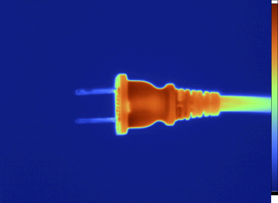 Thermogram of an electrical power plug