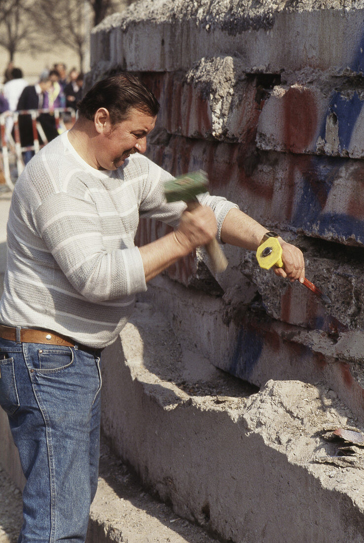 Chipping at Berlin Wall,Germany,1990