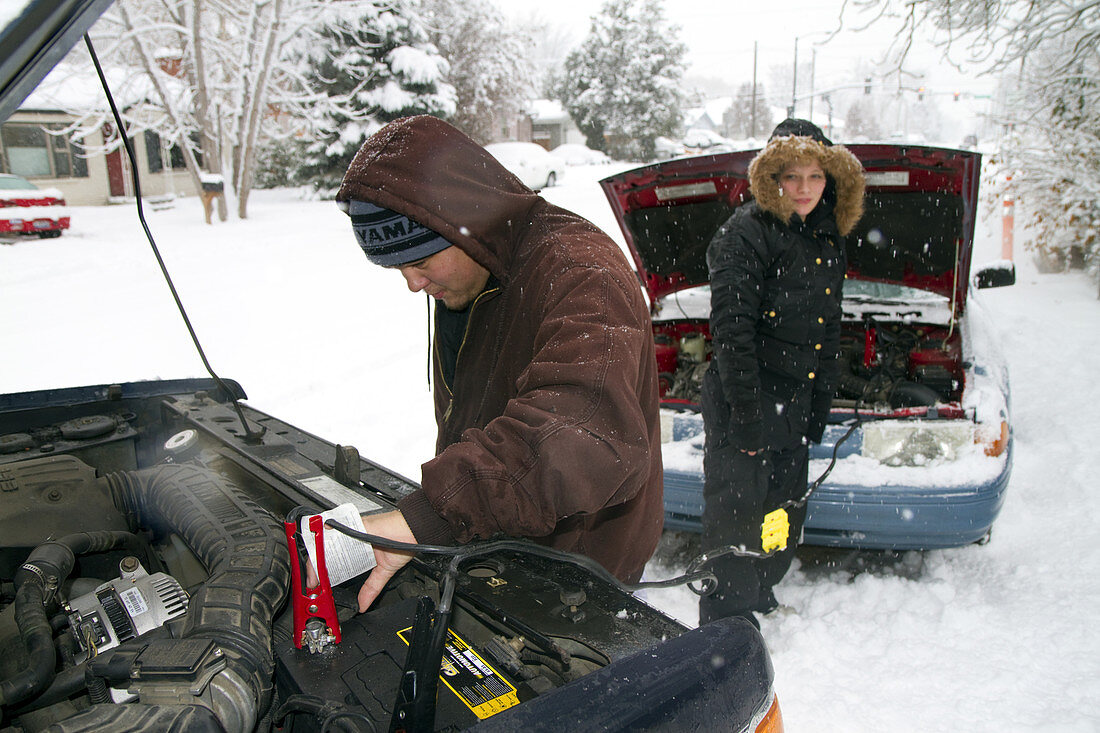 Jump Starting a Car in Winter Weather