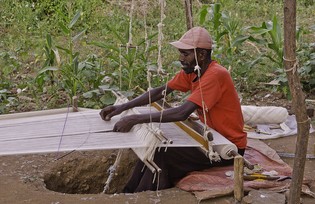 Man Weaving Scarf,Ethiopia