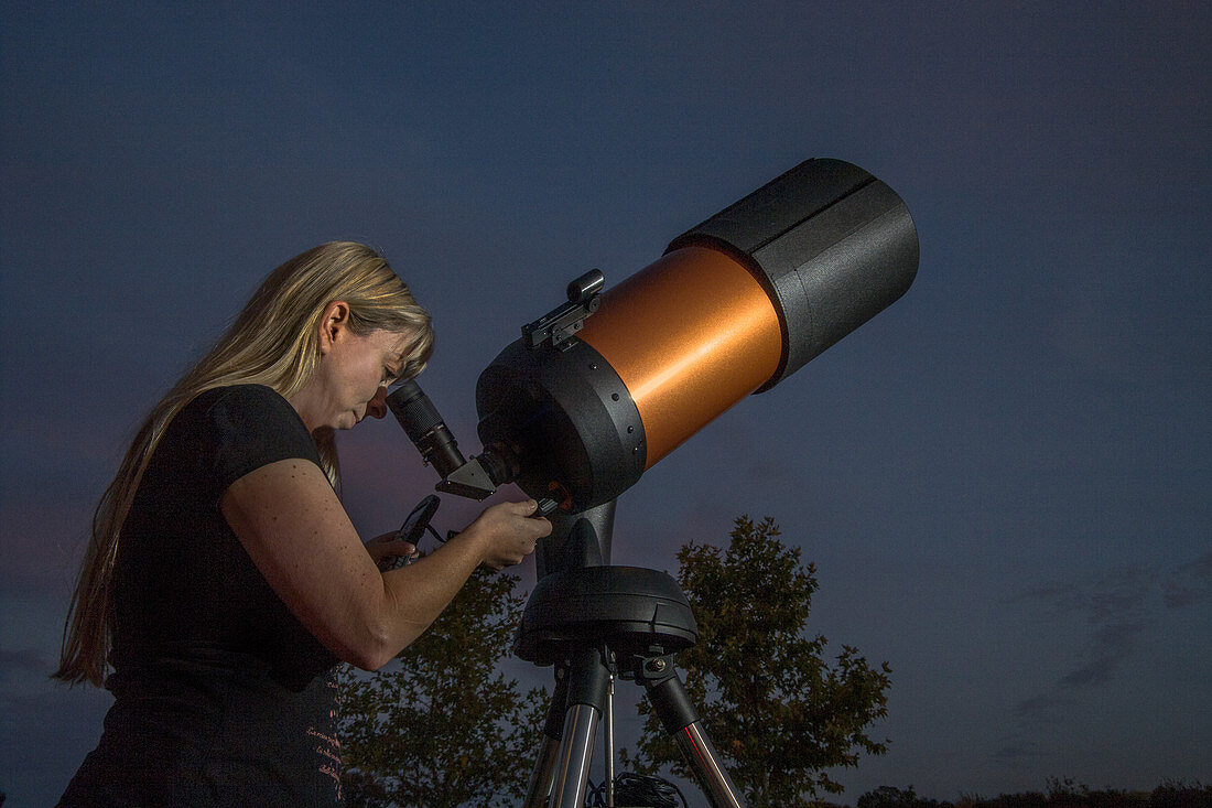 Amateur Astronomer Gazing at Stars