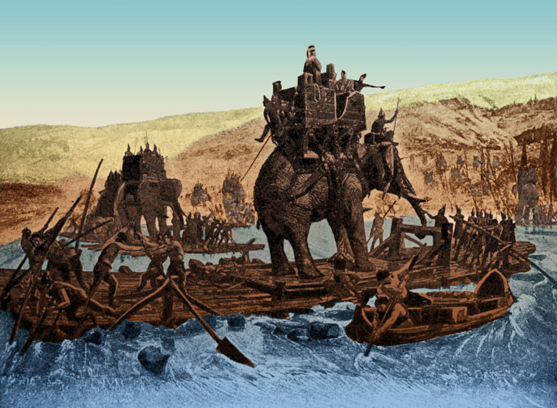 Hannibal's War Elephants Cross Rhone