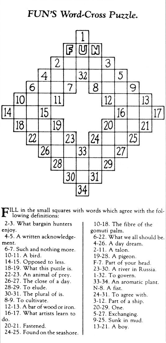 First Modern Crossword Puzzle,1913