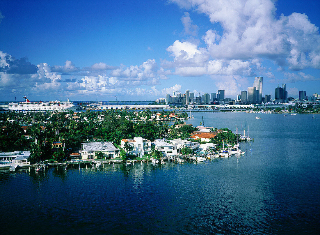 Cruise Boats Quay at Back,Miami,Florida