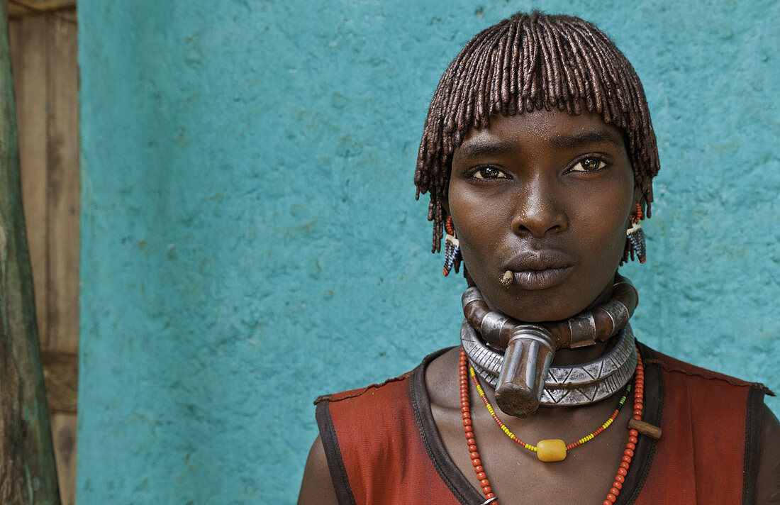 Portrait of Hamar Tribe Woman,Ethiopia