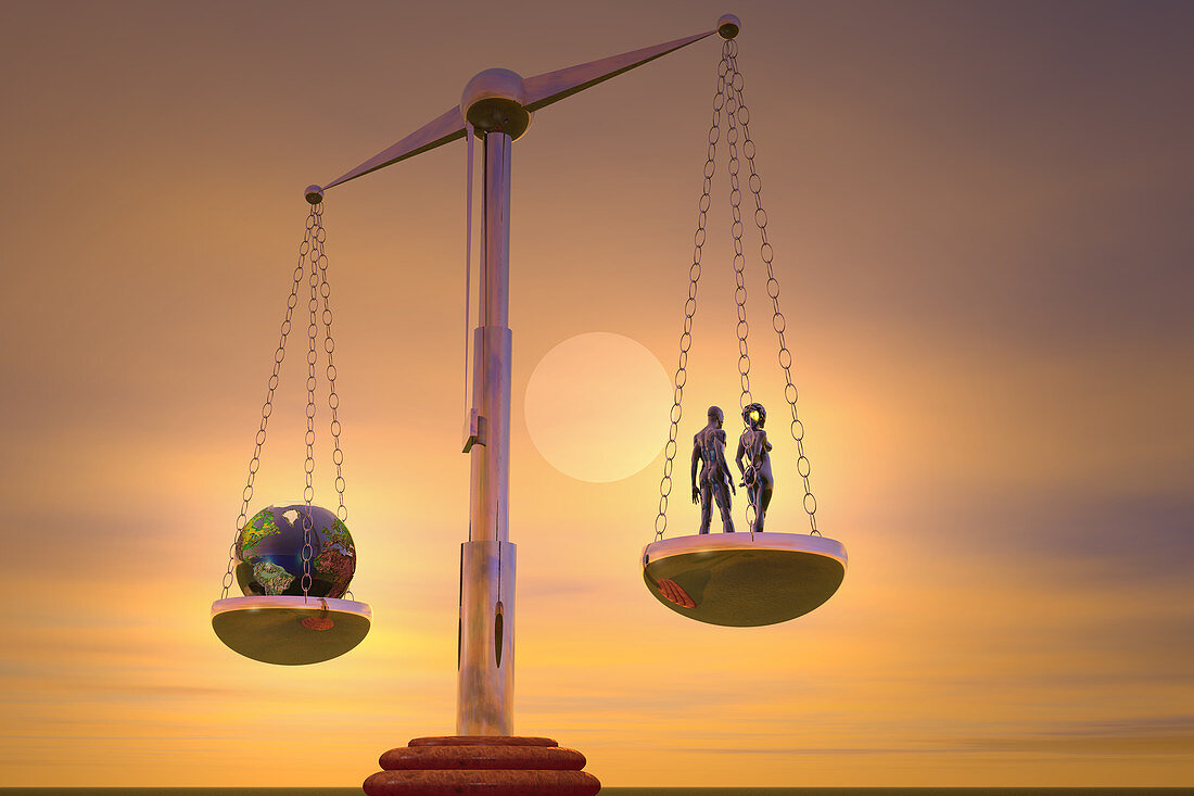 Balancing of Earth and Man,illustration
