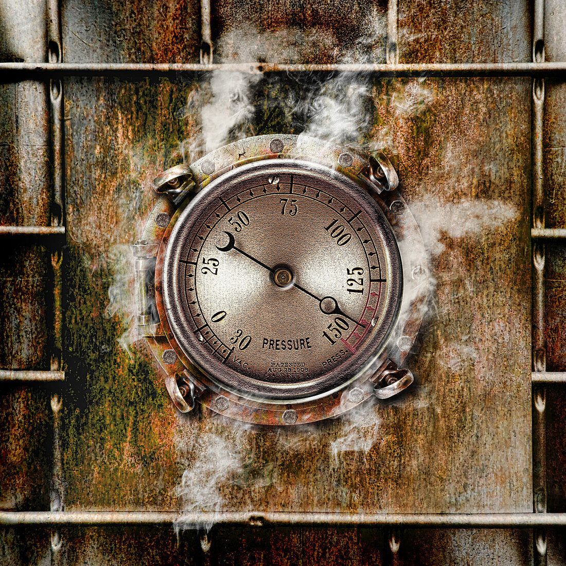 Pressure Gauge and Rust,illustration