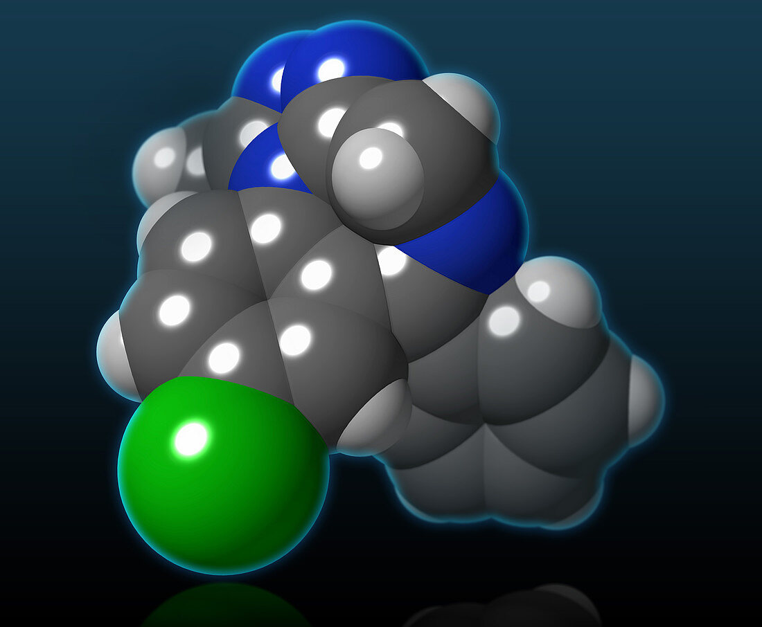 Alprazolam Molecular Model,illustration