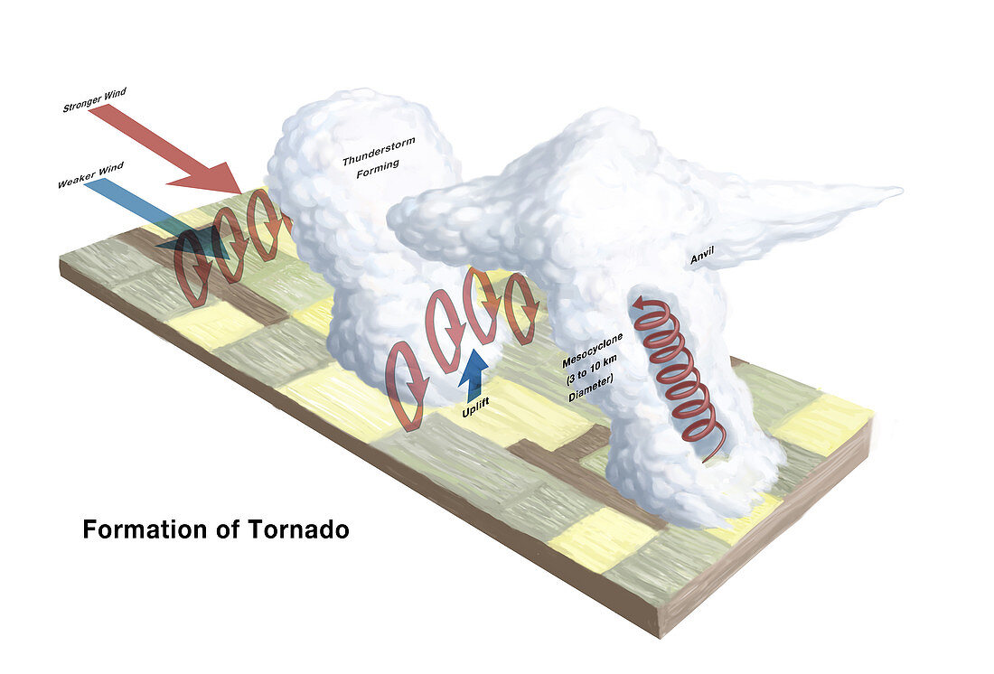 Formation of a Tornado,illustration