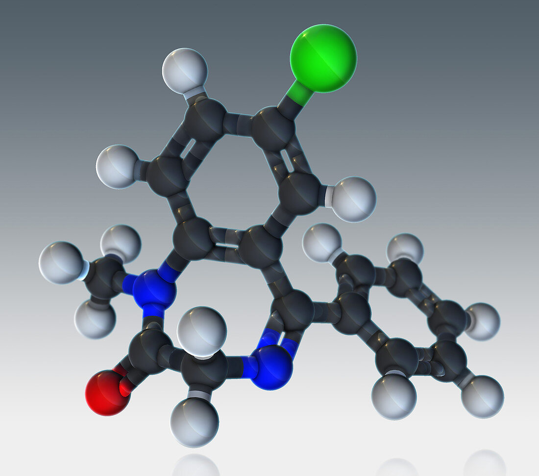 Diazepam Molecular Model,illustration