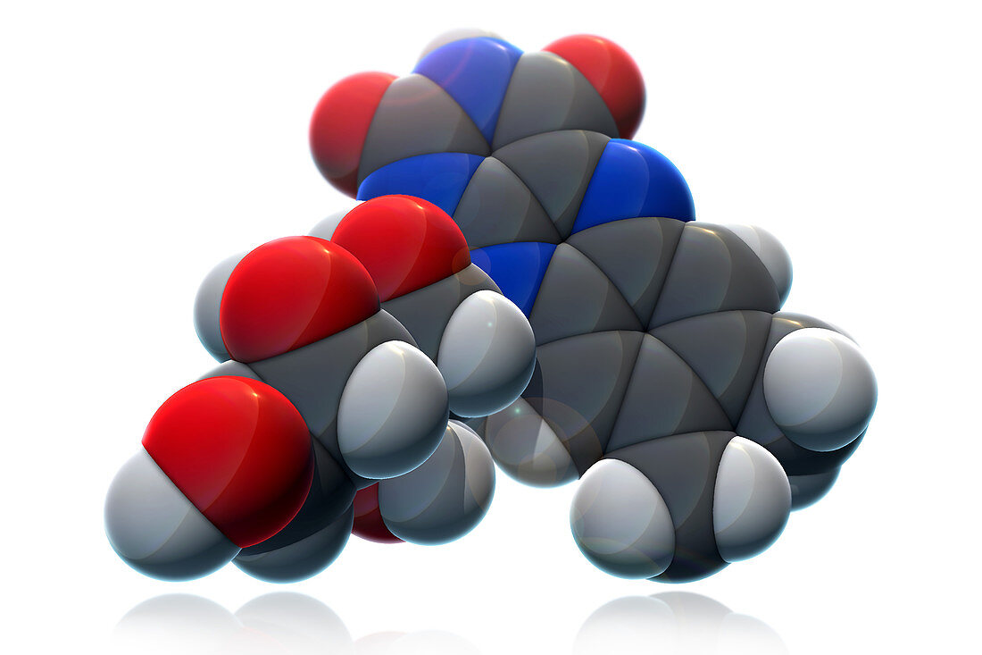 Vitamin B2,Molecular Model,illustration