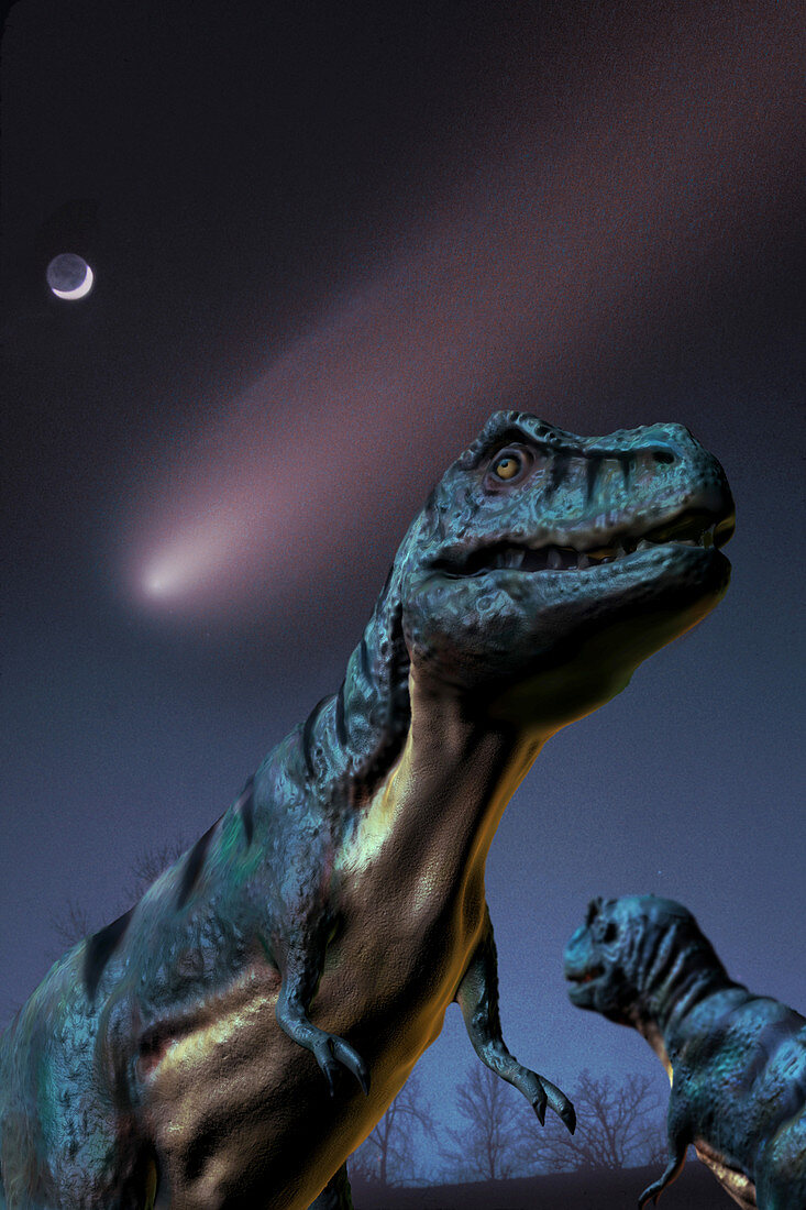 Asteroid and Dinosaurs,illustration
