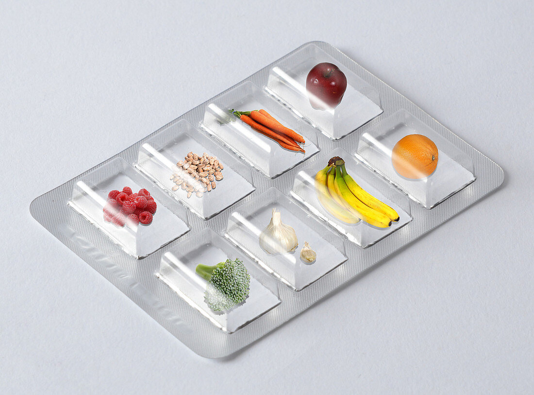 Health Food in a Pill Pack,illustration