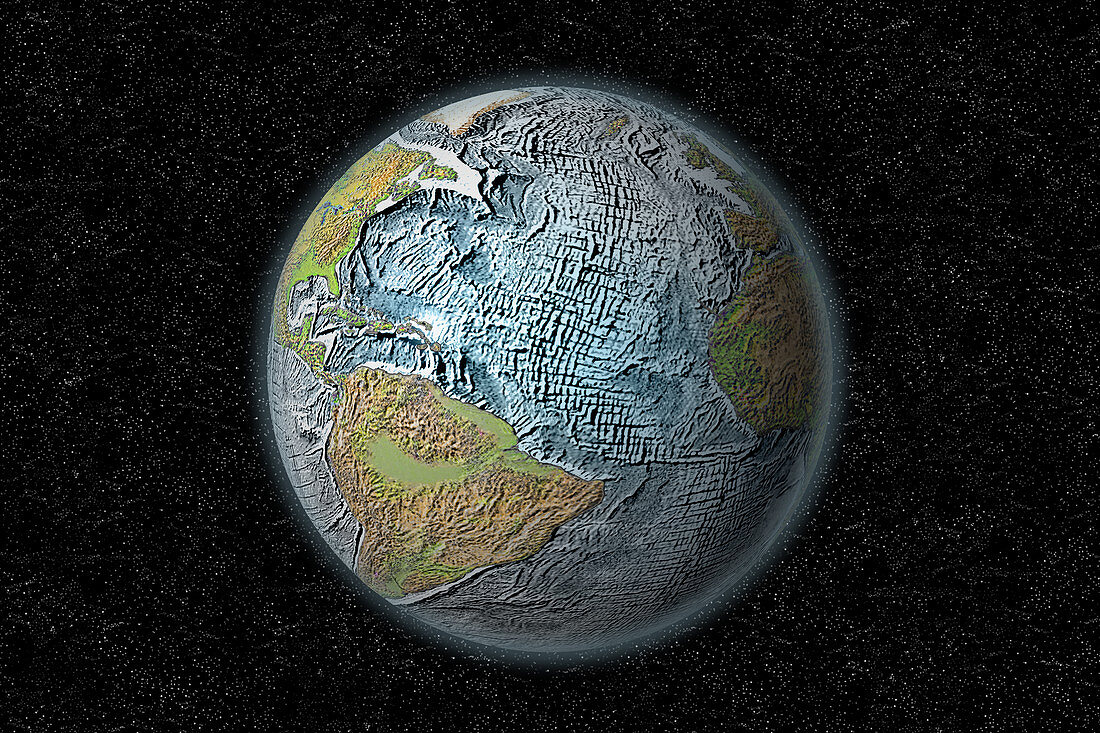 Relief map of the Earth,illustration