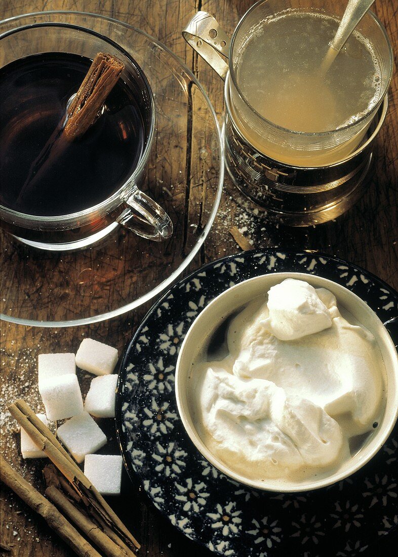 Three Hot Beverages; Mulled Wine Rum Punch and Hot Cocoa