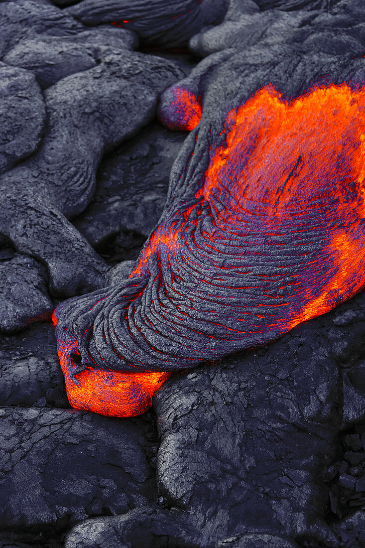 Lava Flowing into Ocean,Hawaii