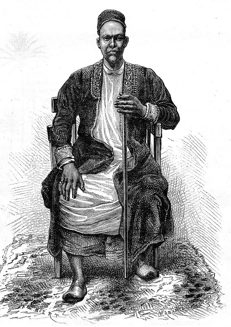 Emperor of Uganda,19th C illustration