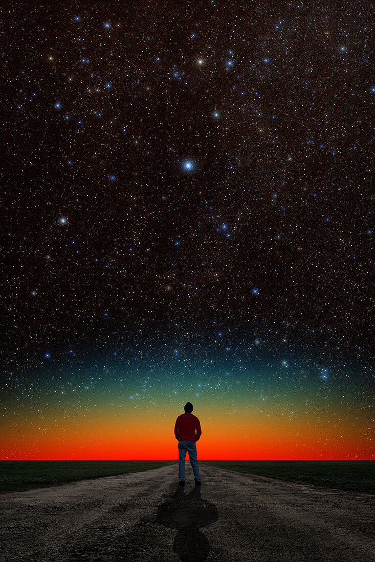 Man and Night Sky