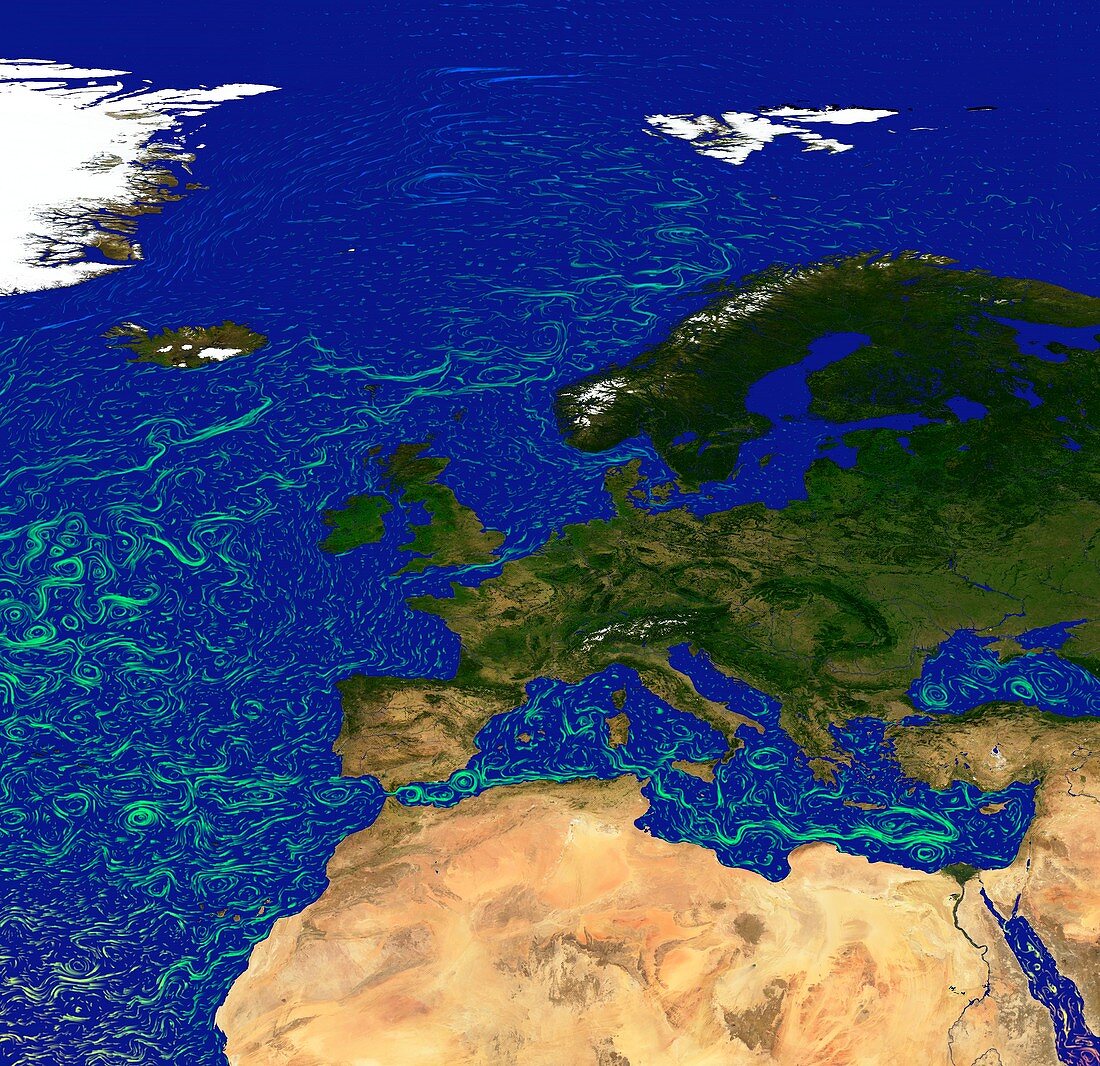 Ocean currents off Europe