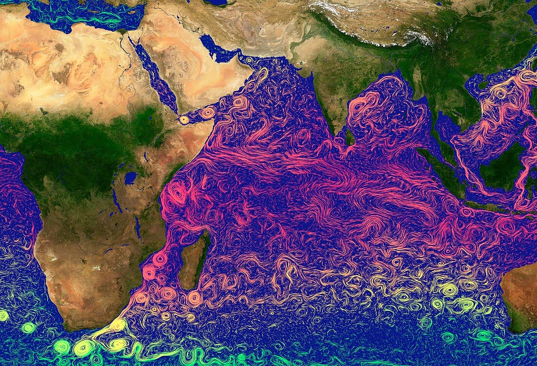 Ocean currents in the Indian Ocean