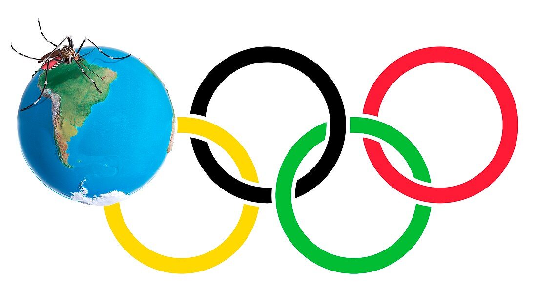 Mosquito on Olympic logo,illustration