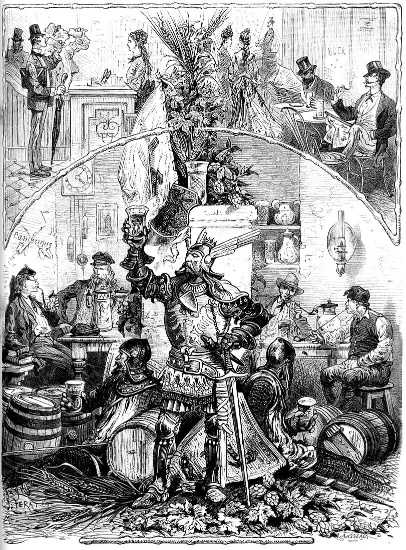 Beer drinkers,19th Century illustration