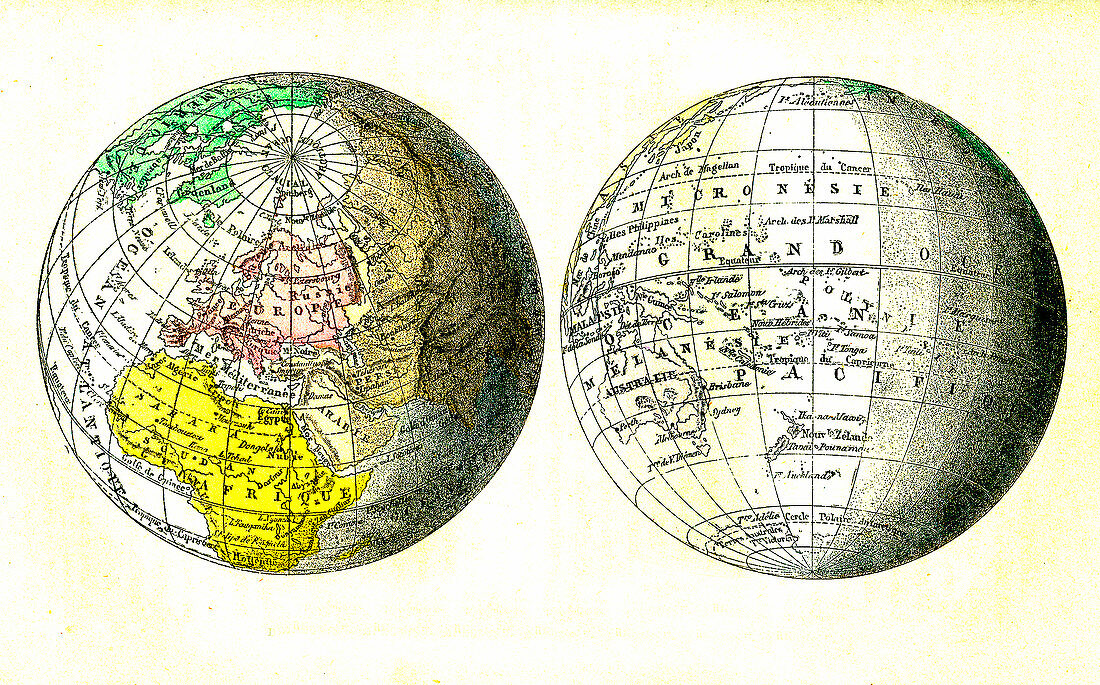 19th Century globe,illustration