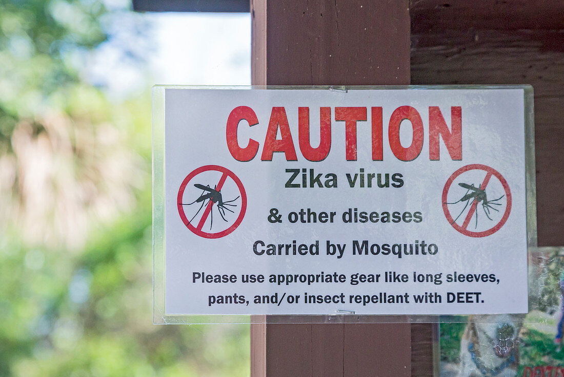 Zika virus warning sign,USA