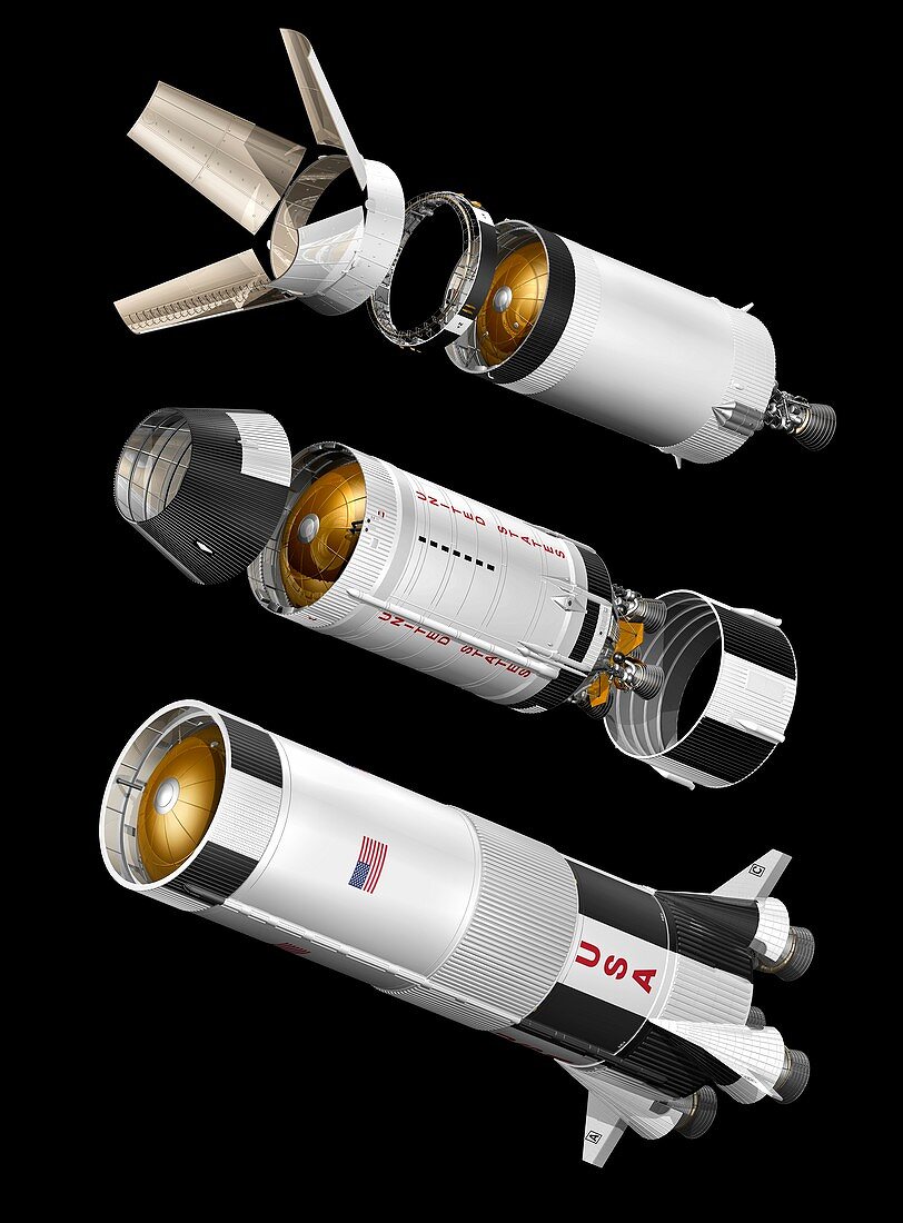 Saturn V rocket stages,illustration