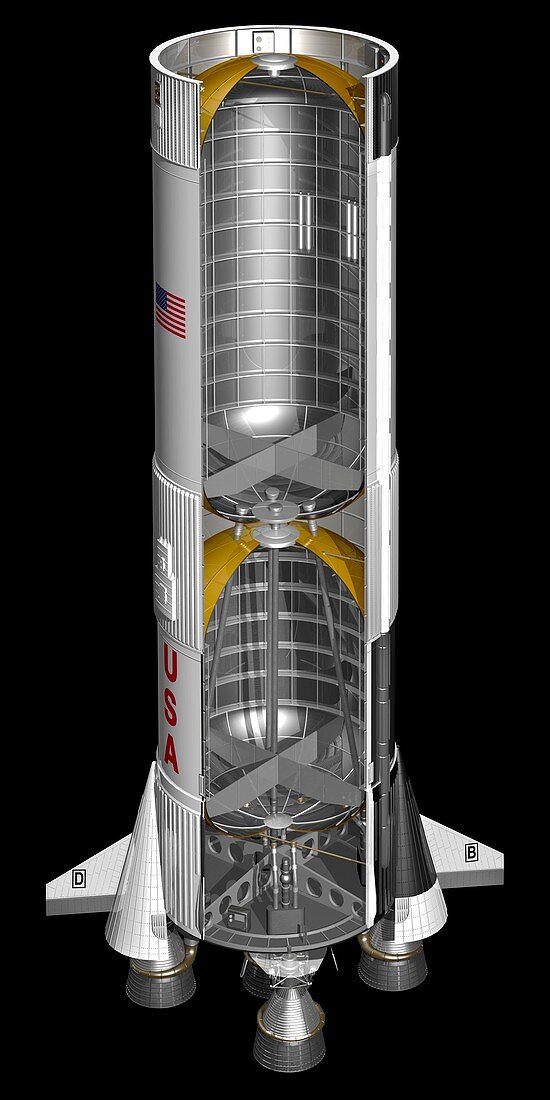 Saturn V rocket first stage,illustration