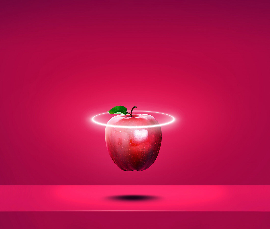 Floating apple,conceptual image