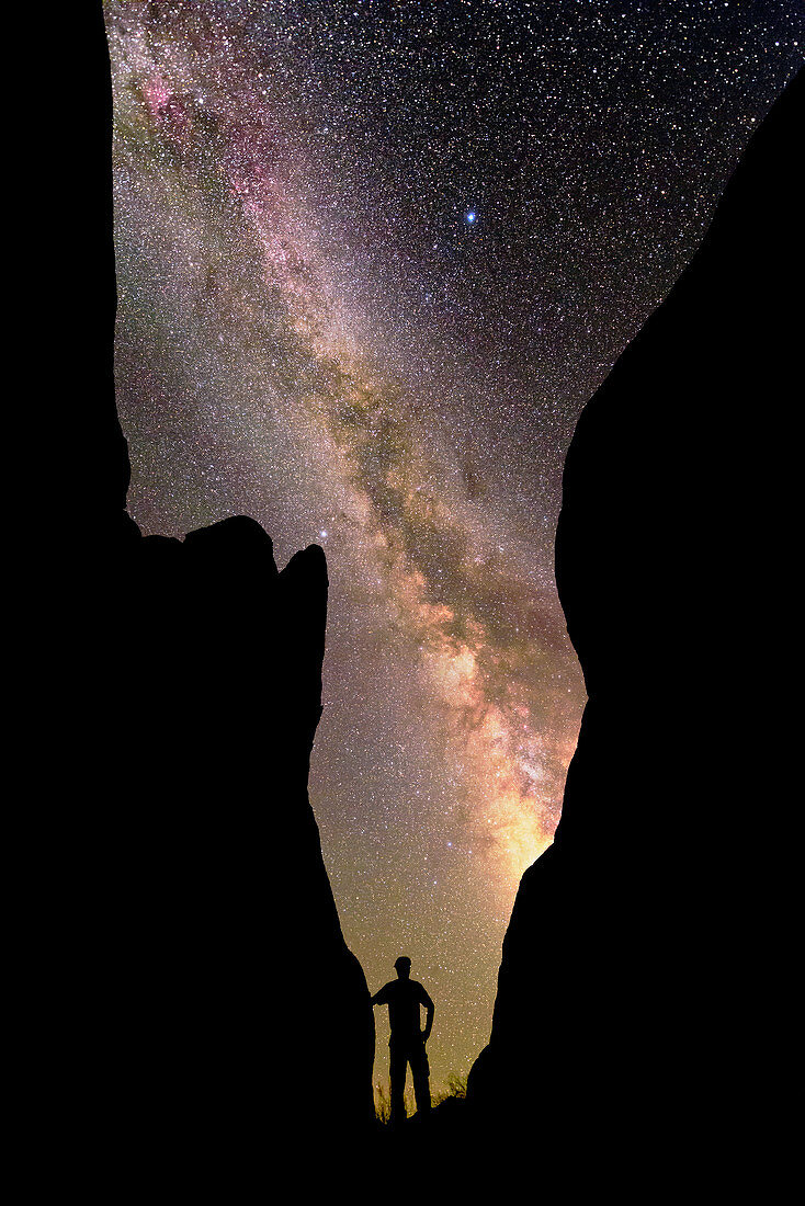Milky Way and silhouetted observer