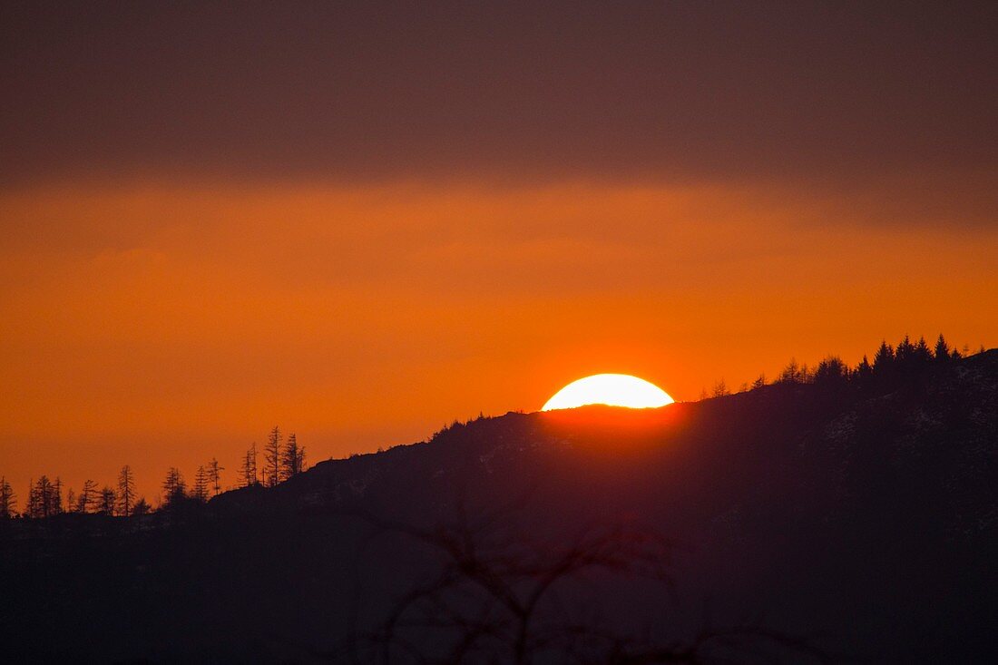 Sun setting behind Black Crag,UK