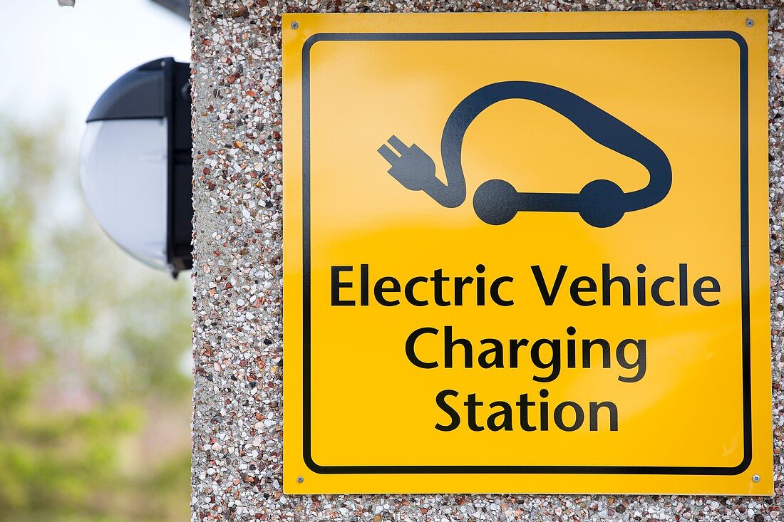 Electric vehicle charging station sign