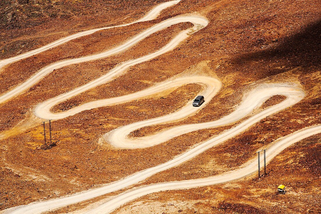 Switchback road to Chacaltaya,Bolivia