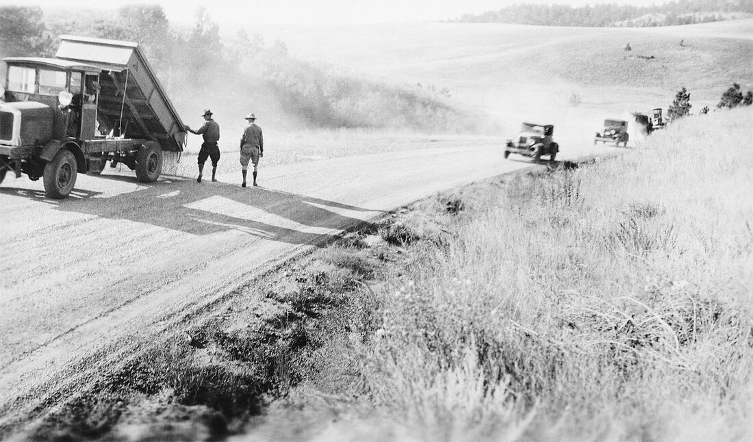 Road construction,1930s