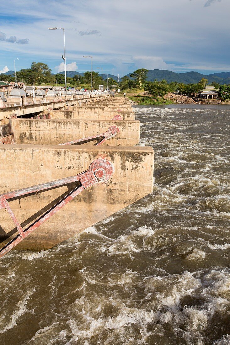 Barrage on the Shire River in Malawi