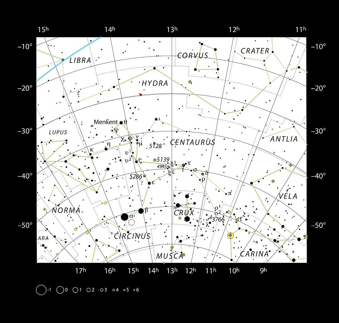 Chart of the constellation Centaurus