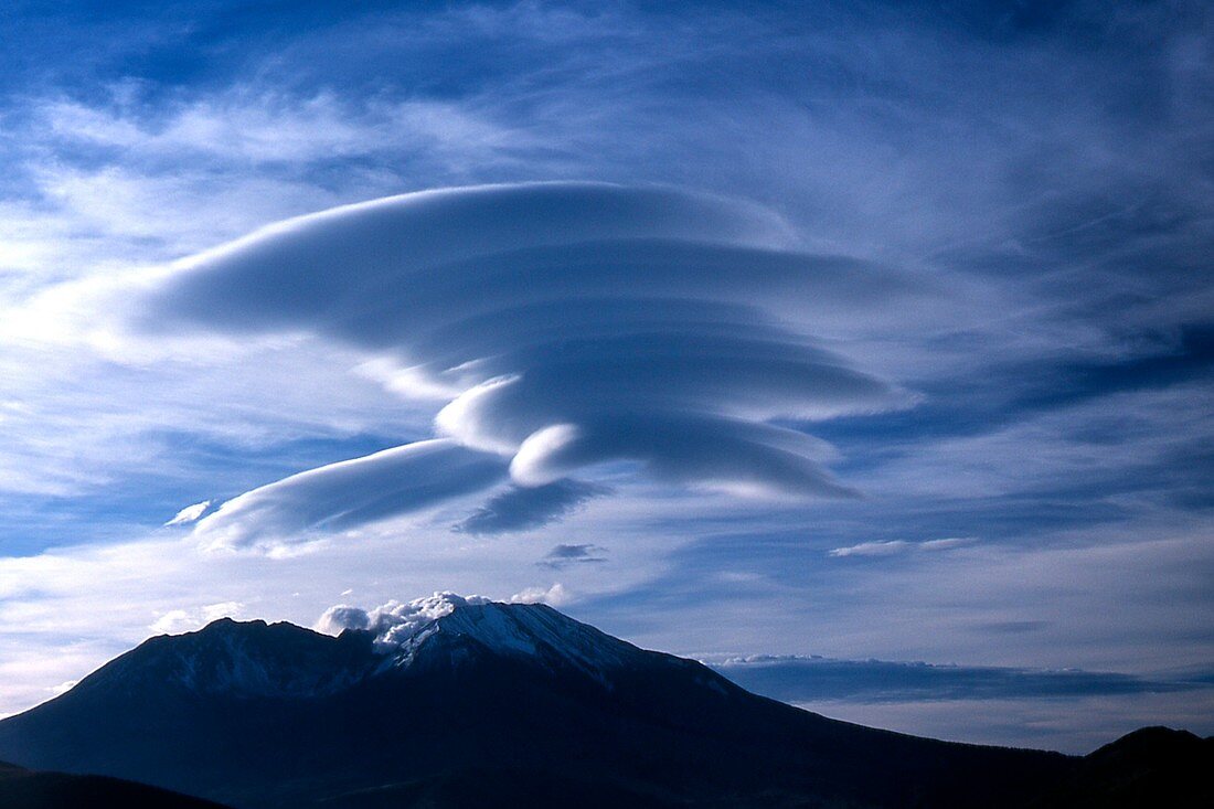 Lenticular clouds above Mount St. Helens