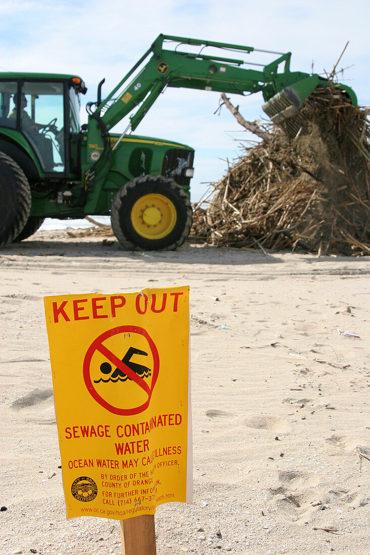 Backhoe and Keep Out Sign