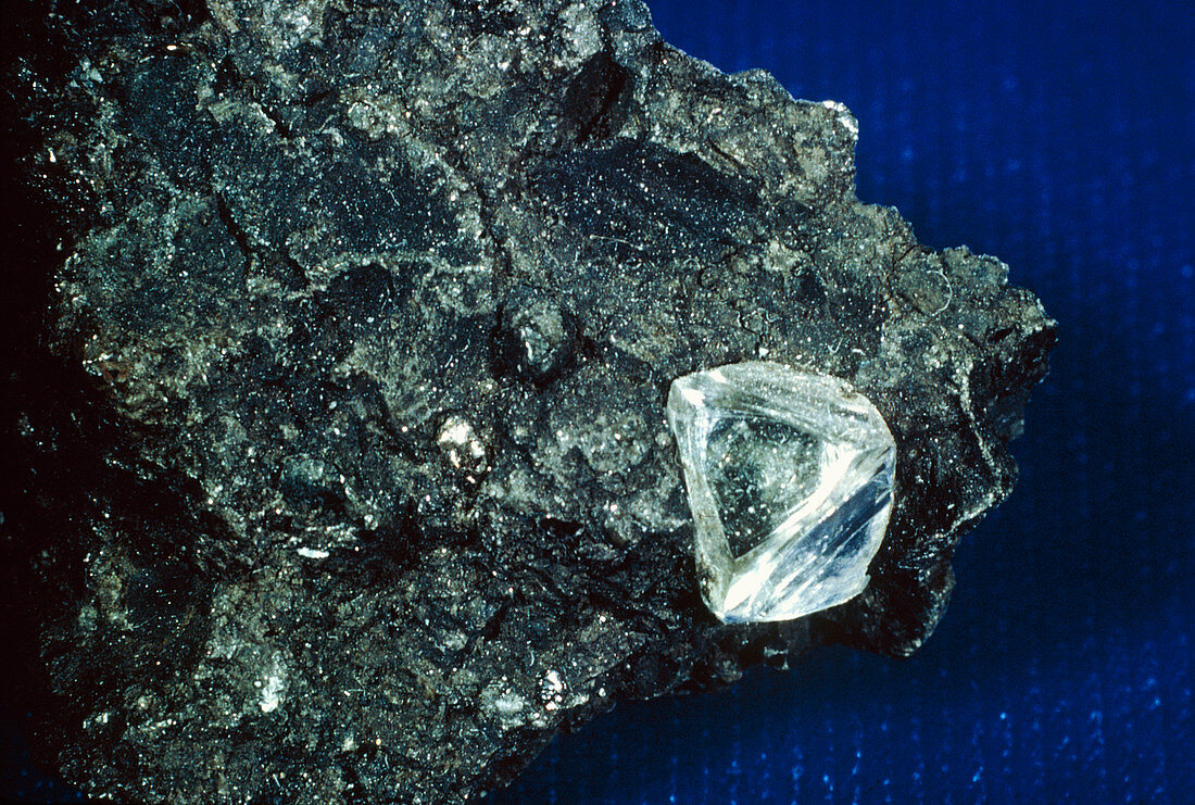 View of a diamond in kimberlite