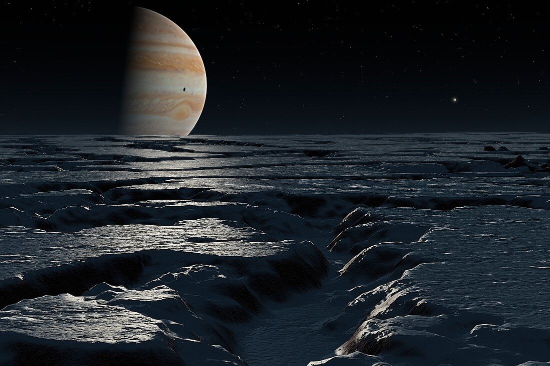 Artwork of Jupiter seen from Europa