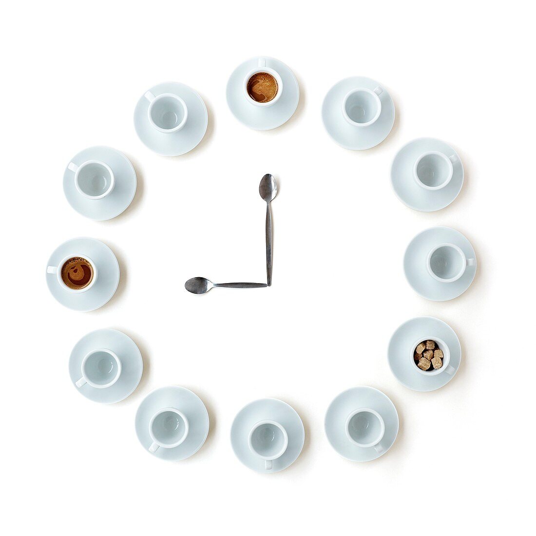 Coffee cups in the shape of a clock