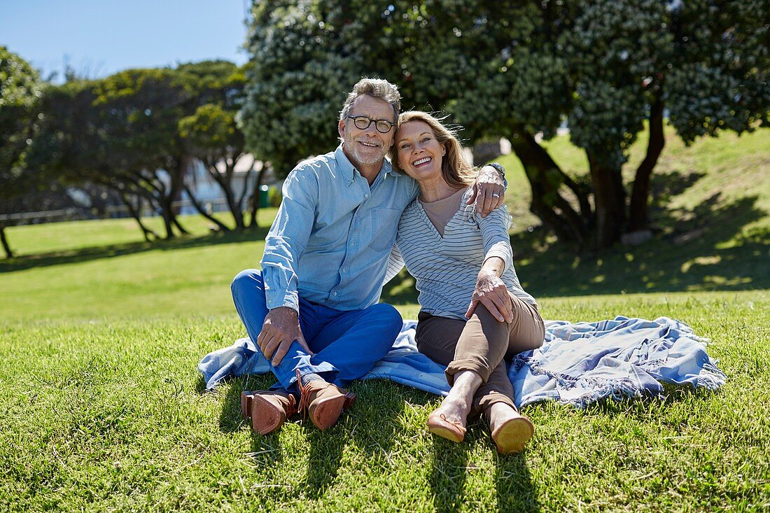 Couple on picnic blanket