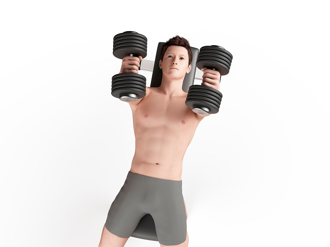 Man using hand weights